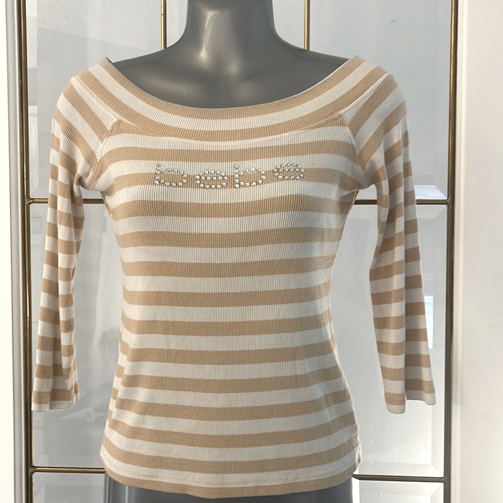 BEBE Beige and White Shirt